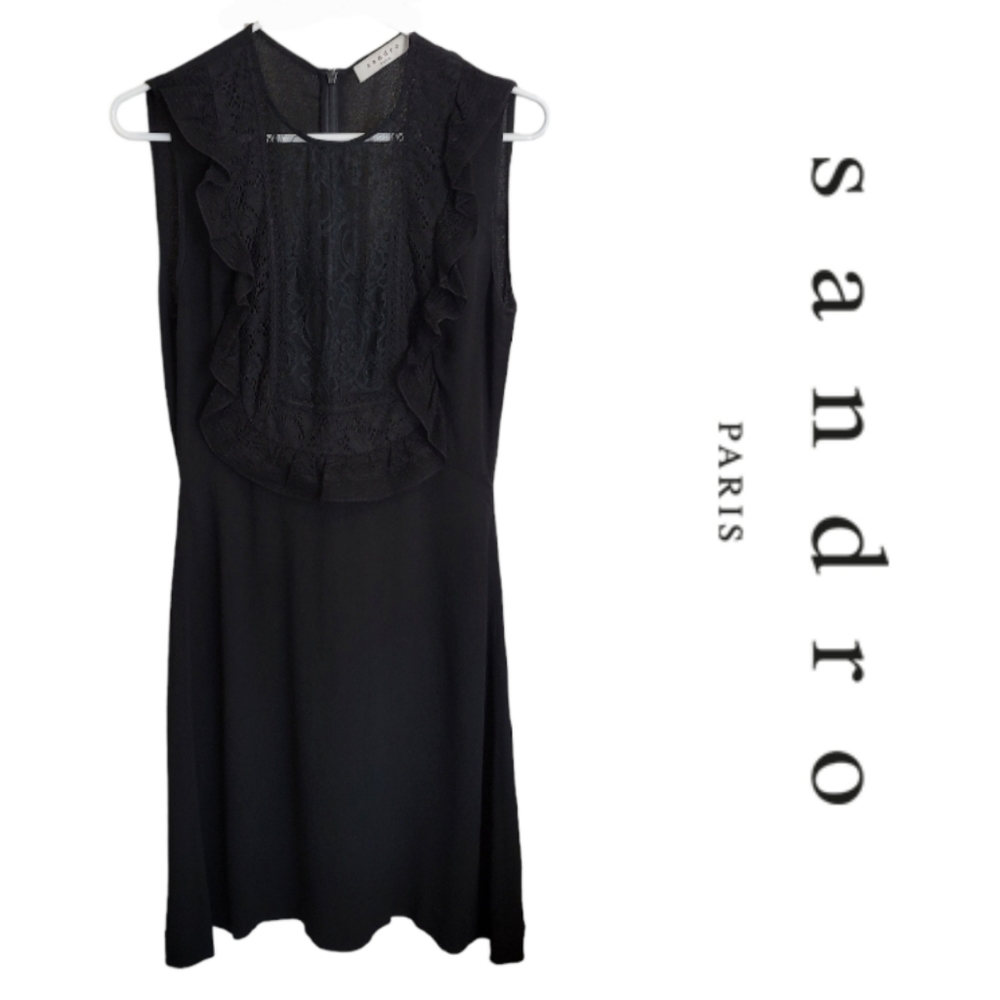 Sandro Lace Front Sleeveless Mini Dress